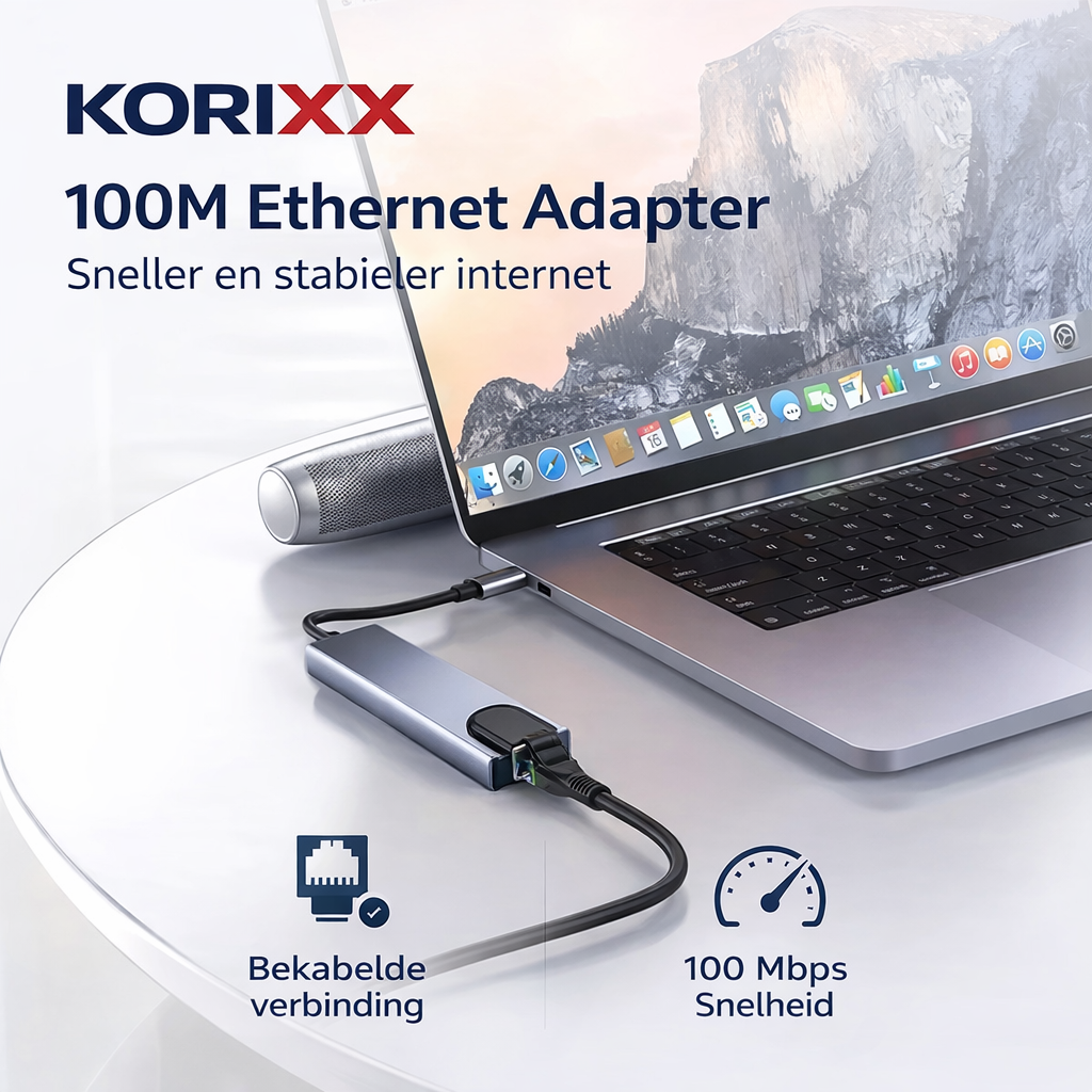 KORiXX™ Pro 8-in-1 USB-C Hub – 4K HDMI, Ethernet & Snellaadfunctie voor MacBook & Laptop